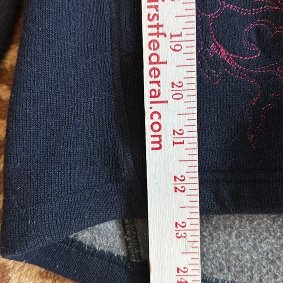 Sherpa Navy Wool Blend Jacket Womens XS winter zip up embroidered activewear - Picture 12 of 13